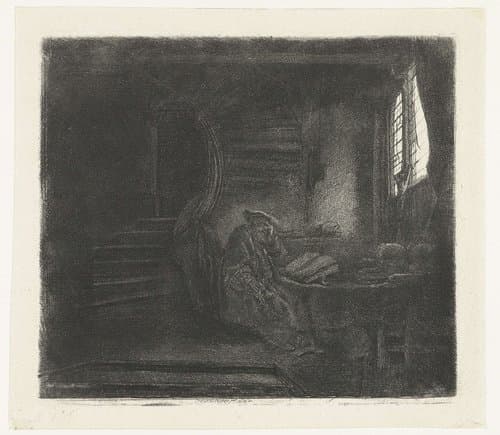 St Jerome in a dark chamber by Rembrandt van Rijn