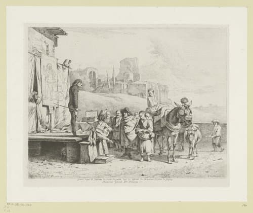Landschap met charlatans op een toneel by Jean Jacques de Boissieu
