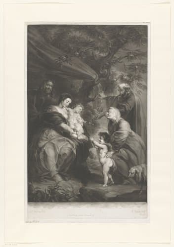 Heilige Familie met Elisabet, Zacharias en Johannes de Doper als kind by Richard Earlom