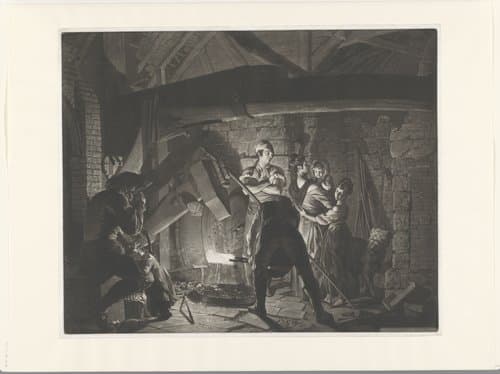 Familie in een ijzersmederij by Richard Earlom