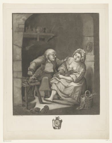 Jonge vrouw en de schoenmaker by Georg Melchior Kraus