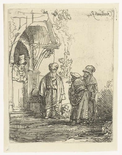 Three oriental figures (Jacob and Laban?) by Rembrandt van Rijn