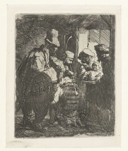 The strolling musicians by Rembrandt van Rijn