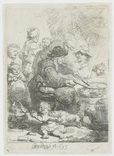 De pannenkoekenbakster by Rembrandt van Rijn