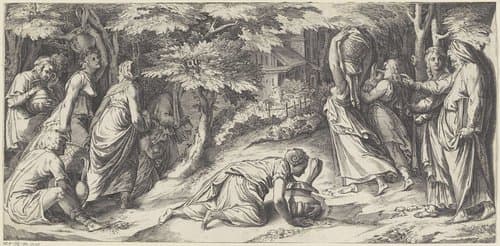 De Israelieten vluchten uit Egypte by Cherubino Alberti