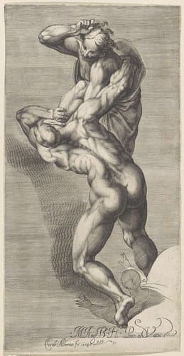 Verdoemde zielen in gevecht by Cherubino Alberti