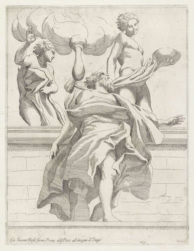 Profeet met twee engelen by Sisto Badalocchio