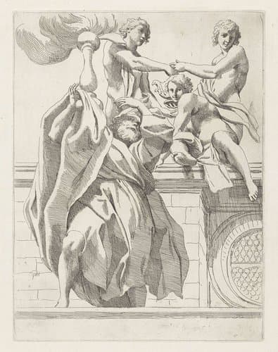 Profeet met drie engelen by Sisto Badalocchio