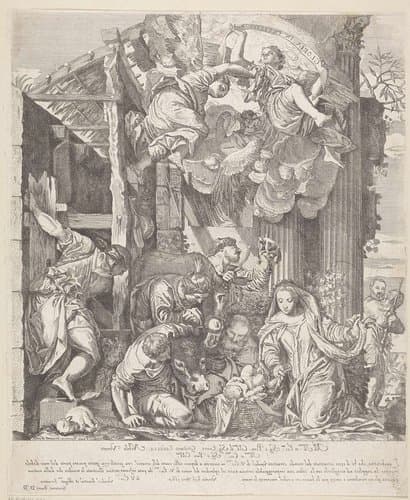 Aanbidding door de herders by Giacomo Barri