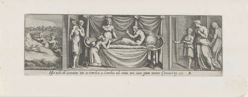 Jakob stuurt Esau uit om een stuk wild te schieten by Pietro Sante Bartoli