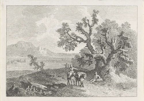 Landschap met figuren en lastdieren by Francesco Bartolozzi