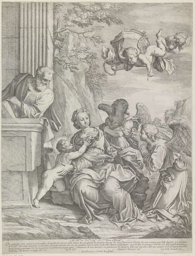 De Heilige Familie met engelen by Giovanni Battista Beinaschi