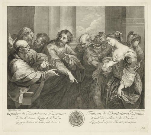 Christus en de overspelige vrouw by Giuseppe Camerata (II)
