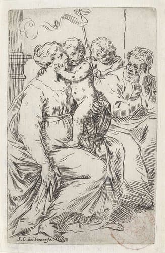 Heilige Familie met de jonge Johannes de Doper by Simone Cantarini