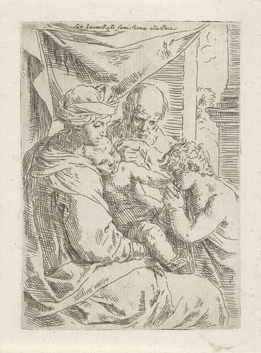 Heilige Familie met de jonge Johannes de Doper by Simone Cantarini