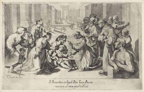 De heilige Bernardinus van Siena brengt een kind tot leven in Prato