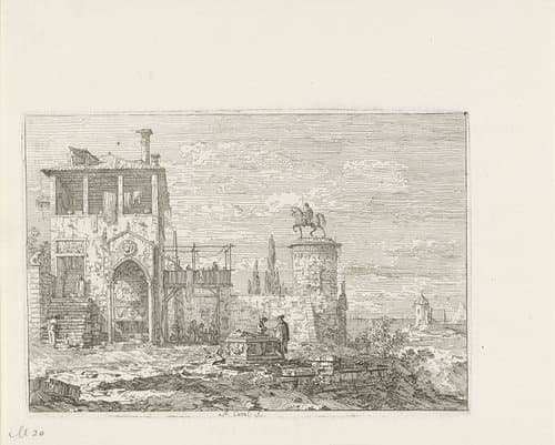 Plein met ruiterstandbeeld by Canaletto