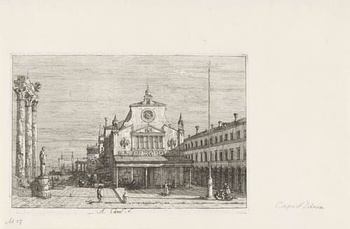 Fantasiegezicht op de S. Giacomo di Rialto by Canaletto
