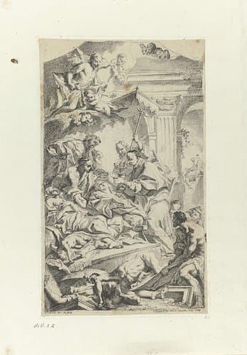 De heilige Carlo Borromeo deelt hosties uit aan pestlijders