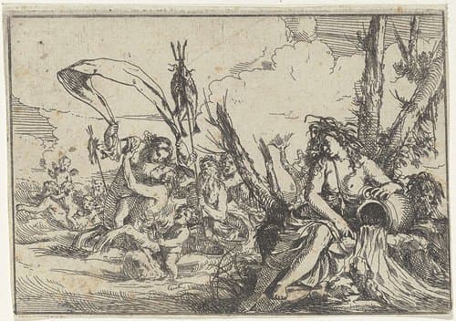 Naiade met waterkan en tritons by Giulio Carpioni (I)