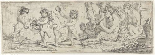 Bacchanaal met saters en putti by Giulio Carpioni (I)