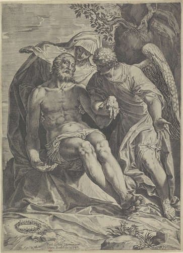 Maria met het lichaam van Christus (Pietà) by Agostino Carracci