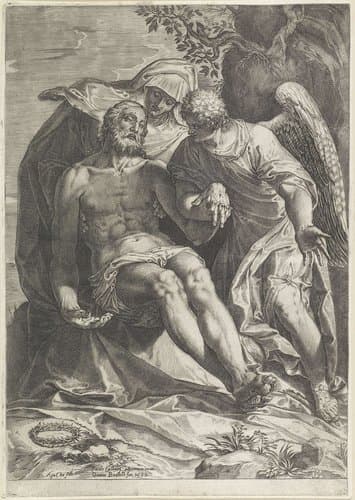 Maria met het lichaam van Christus (Pietà) by Agostino Carracci