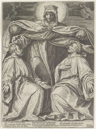Maria beschermt leden van een broederschap by Agostino Carracci