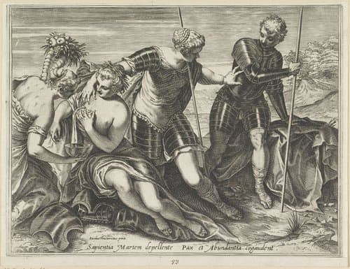 Mars weggestuurd door Minerva by Agostino Carracci
