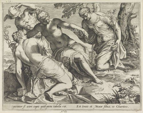 Mercurius en de Gratiën by Agostino Carracci