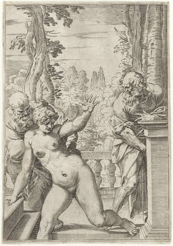 Susanna en de ouderlingen by Agostino Carracci