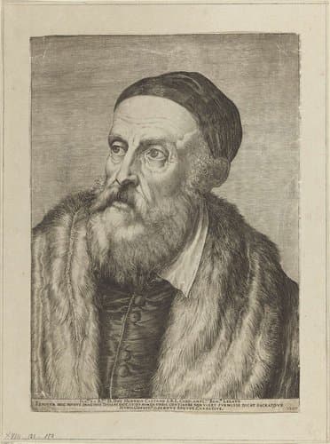 Portret van schilder Titiaan by Agostino Carracci