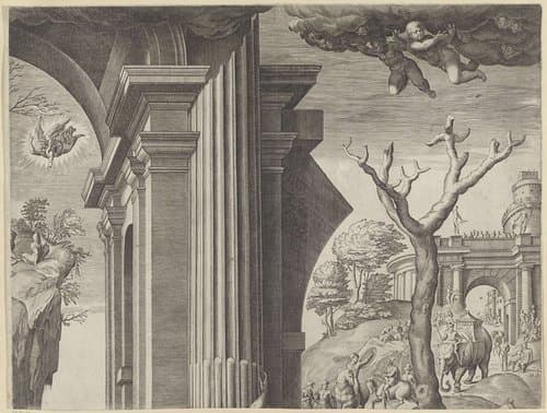 Aanbidding door de koningen (deel rechtsboven) by Agostino Carracci