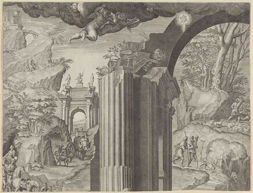 Aanbidding door de koningen (deel linksboven) by Agostino Carracci