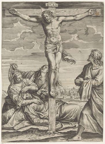 Kruisiging van Christus by Agostino Carracci