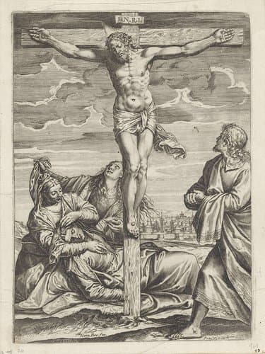 Kruisiging van Christus by Agostino Carracci