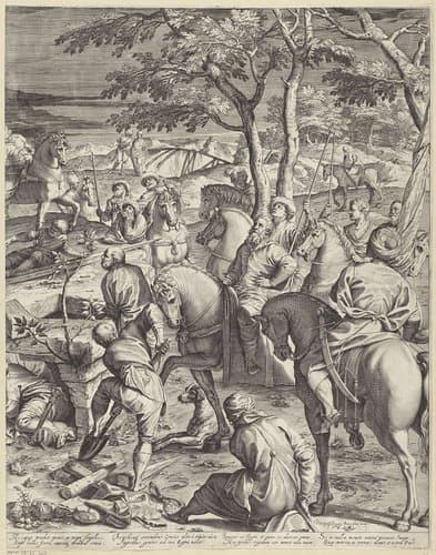 Kruisiging van Christus (rechterdeel) by Agostino Carracci