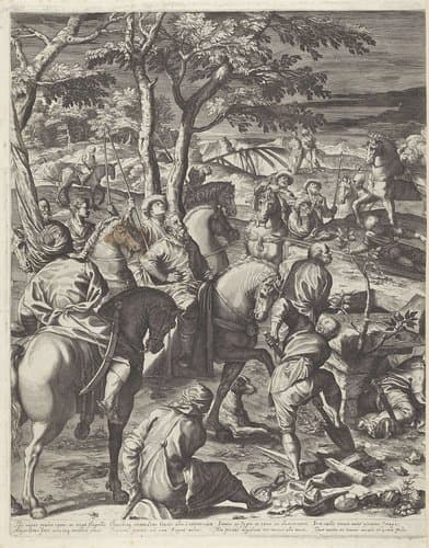 Kruisiging van Christus (linker deel) by Aegidius Sadeler (II)