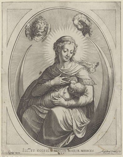 Maria met Kind op maansikkel by Agostino Carracci