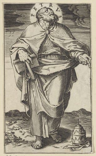 Christus, Maria, Johannes de Doper en de apostelen by Agostino Carracci