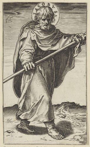 Apostel Jakobus de Meerdere met een staf by Agostino Carracci