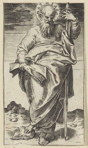 Apostel Mattias met een zwaard by Agostino Carracci