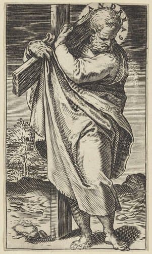 Christus, Maria, Johannes de Doper en de apostelen by Agostino Carracci