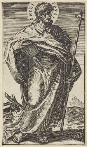 Apostel Filippus met boek en kruisstaf by Agostino Carracci