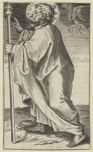 Christus, Maria, Johannes de Doper en de apostelen by Agostino Carracci