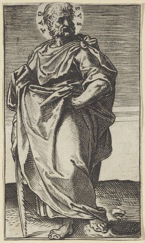 Apostel Judas Taddeüs met een zaag by Agostino Carracci