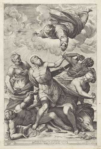 Verzoeking van de heilige Antonius by Agostino Carracci