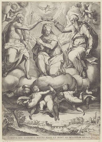 Kroning van Maria by Agostino Carracci