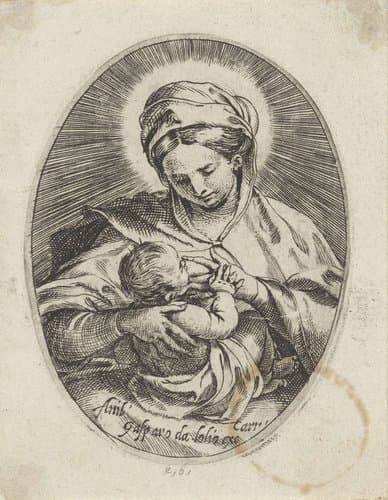 Maria het Kind voedend by Annibale Carracci