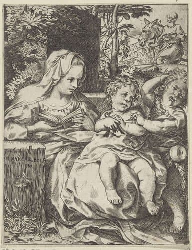 Heilige Familie met de jonge Johannes de Doper by Annibale Carracci